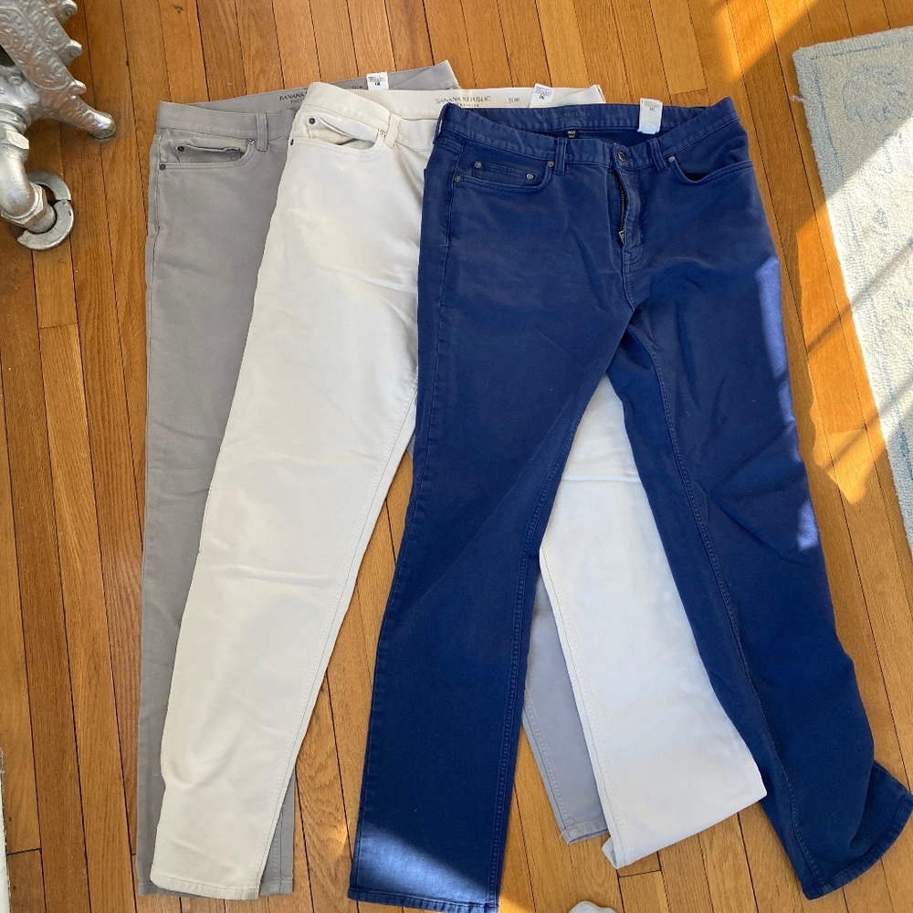 Set of Three Banana Republic Traveler Pants Slim 36x36